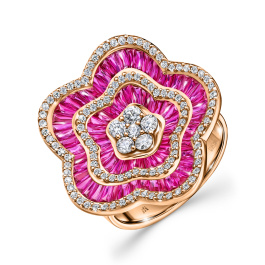 Кольцо с бриллиантами и рубинами