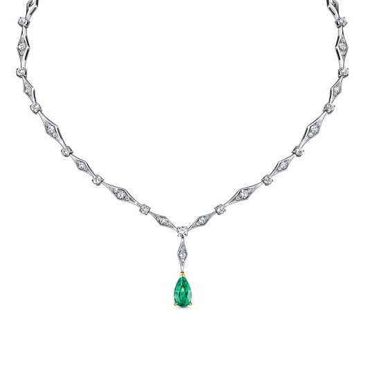 Колье с бриллиантами и изумрудом