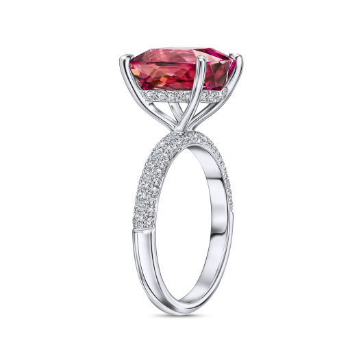 Кольцо с бриллиантами и турмалином