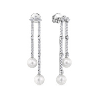 Серьги с бриллиантом и жемчугом - фото 1