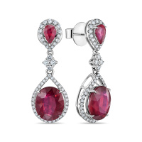 Серьги с бриллиантами и облагороженным рубином - фото 1 Серьги с бриллиантами и облагороженным рубином - фото 1