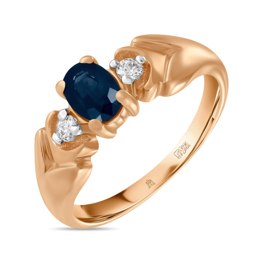 Кольцо с сапфиром и фианитом