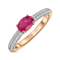 Кольцо с бриллиантами и рубином - фото 1