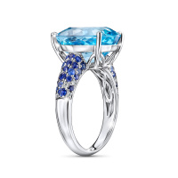 Кольцо с аквамарином, бриллиантами и сапфирами - фото 2 Кольцо с аквамарином, бриллиантами и сапфирами - фото 2