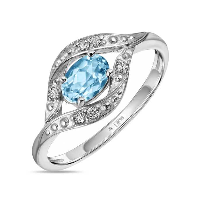 Кольцо с топазом и фианитом - фото 1