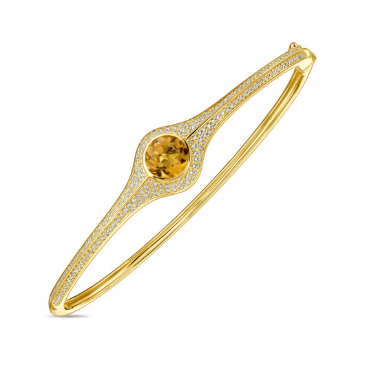 Браслет жесткий с цитрином и бриллиантами