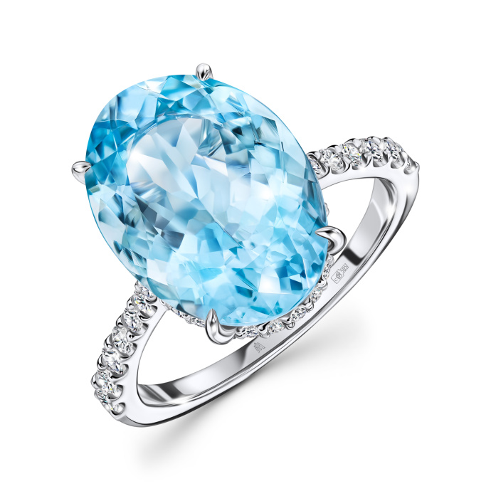 Кольцо с аквамарином и бриллиантами - фото 1
