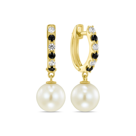 Серьги с жемчугом и фианитами