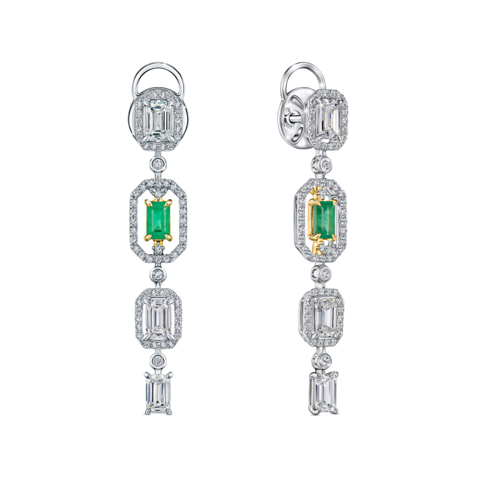 Серьги с изумрудами и бриллиантами - фото 1 Серьги с изумрудами и бриллиантами - фото 1