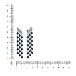 Серьги с бриллиантом и сапфирами