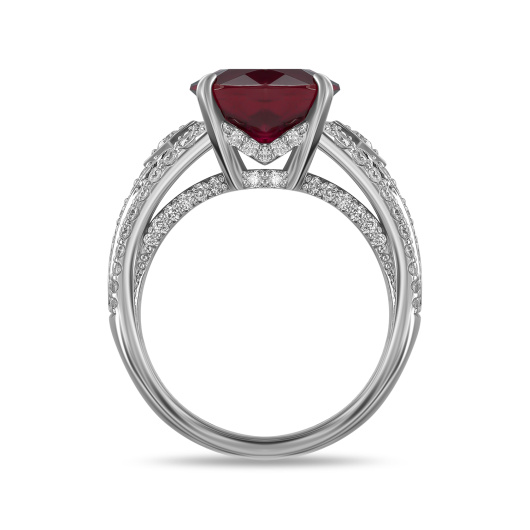 Кольцо с бриллиантами и рубеллитом