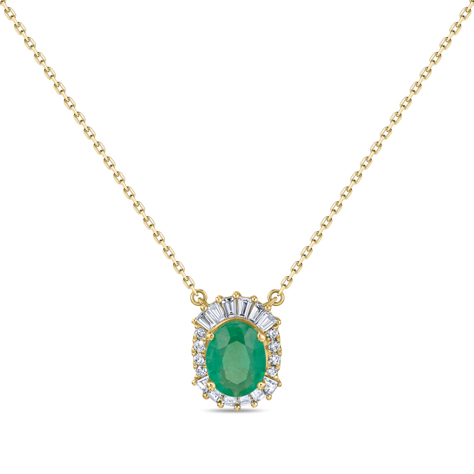 Колье с бриллиантами и изумрудом - фото 1