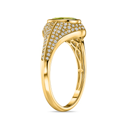 Кольцо с бриллиантами и перидотом