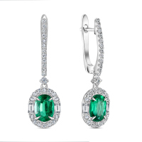 Серьги с бриллиантами и изумрудами - фото 1