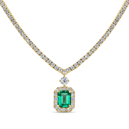 Колье с бриллиантами и изумрудом