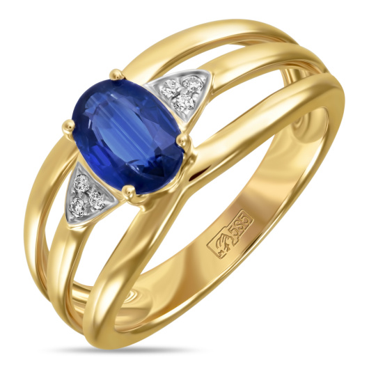 Кольцо с бриллиантами и кианитом