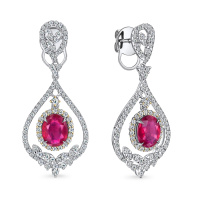 Серьги с бриллиантами и облагороженным рубином - фото 1 Серьги с бриллиантами и облагороженным рубином - фото 1