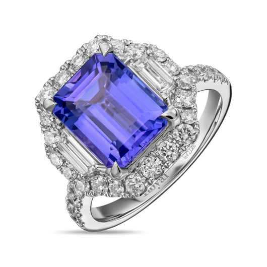 Кольцо с танзанитом и бриллиантом