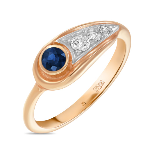 Кольцо с сапфиром и фианитом