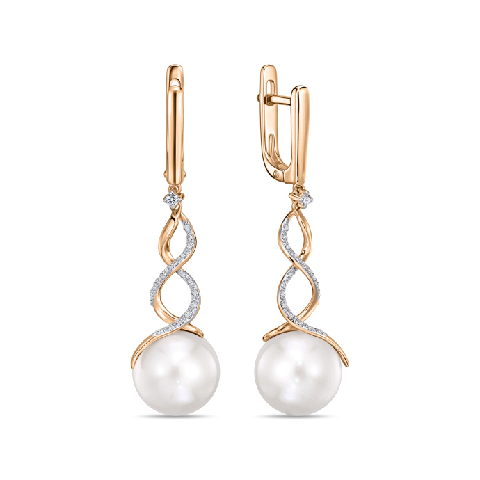 Серьги с бриллиантами и жемчугом - фото 1