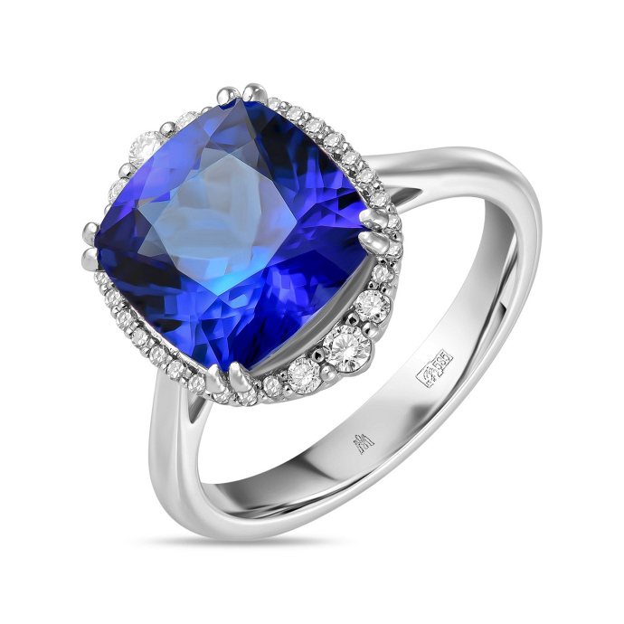 Кольцо с бриллиантами и танзанитом - фото 1