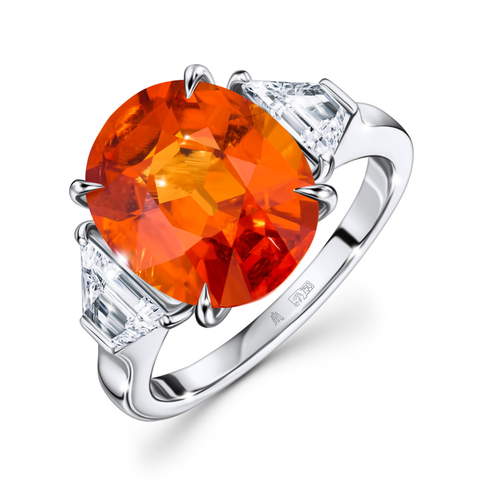 Кольцо с бриллиантами и спессартином - фото 1