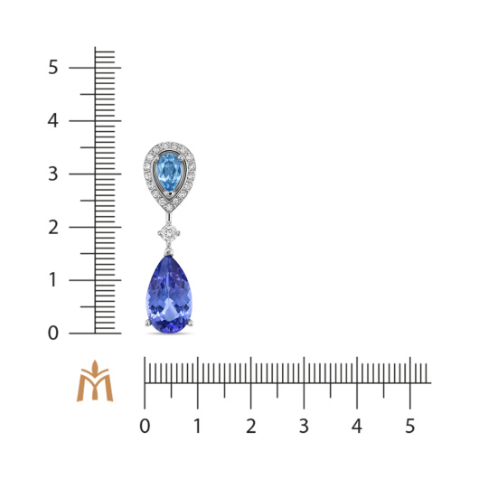 Подвеска с танзанитом, бриллиантами и топазом