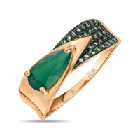 Кольцо с агатом и фианитами - фото 1 Кольцо с агатом и фианитами - фото 1