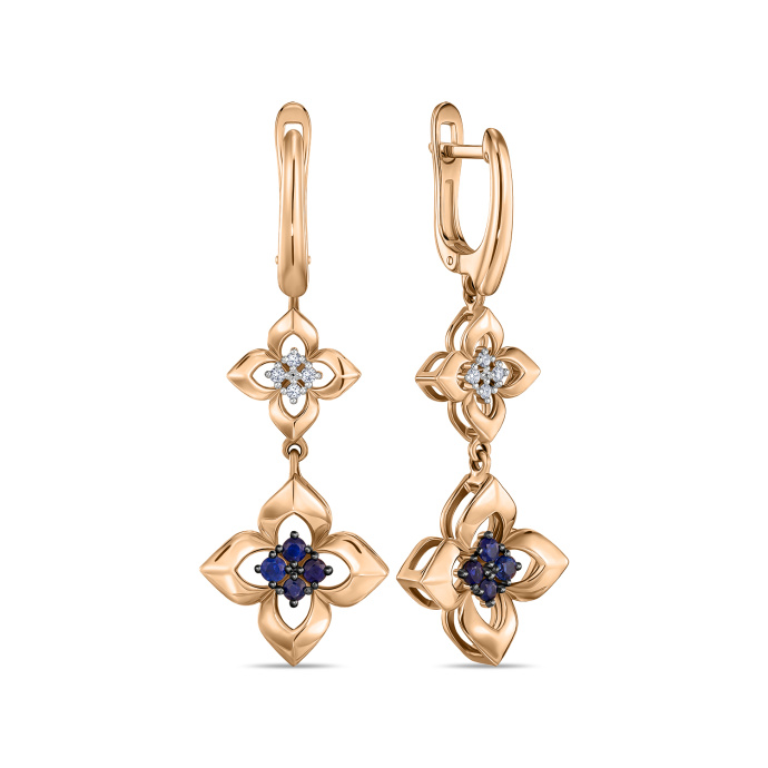 Серьги с бриллиантами и сапфирами - фото 1 Серьги с бриллиантами и сапфирами - фото 1