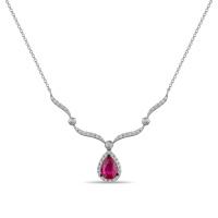 Колье с бриллиантами и облагороженным рубином - фото 1