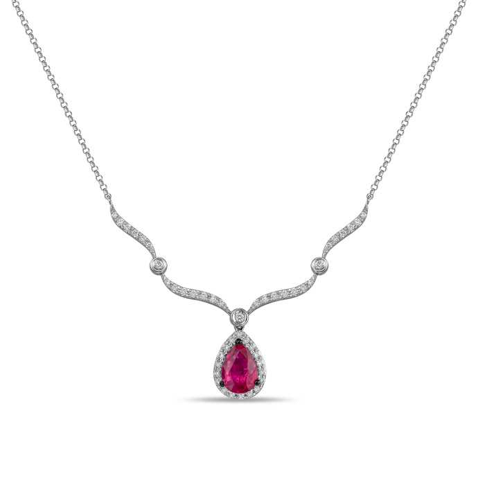 Колье с бриллиантами и облагороженным рубином - фото 1
