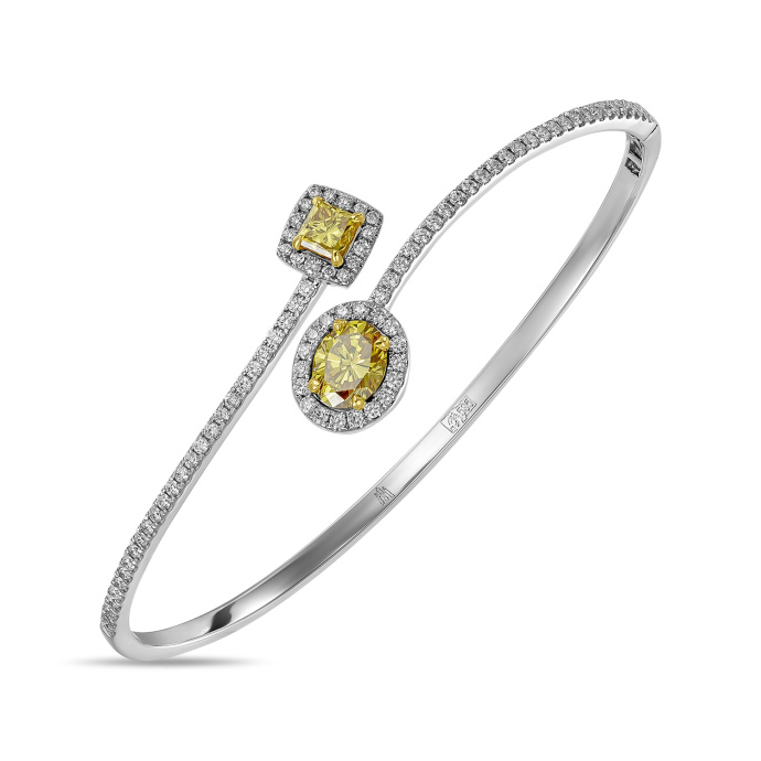 Браслет жесткий с бриллиантами и облагороженными бриллиантами - фото 1