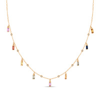 Колье с бриллиантами, сапфиром и цветными сапфирами - фото 1