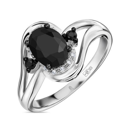 Кольцо с бриллиантами и цветными сапфирами