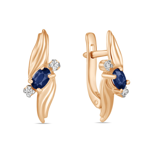 Серьги с сапфирами и фианитом