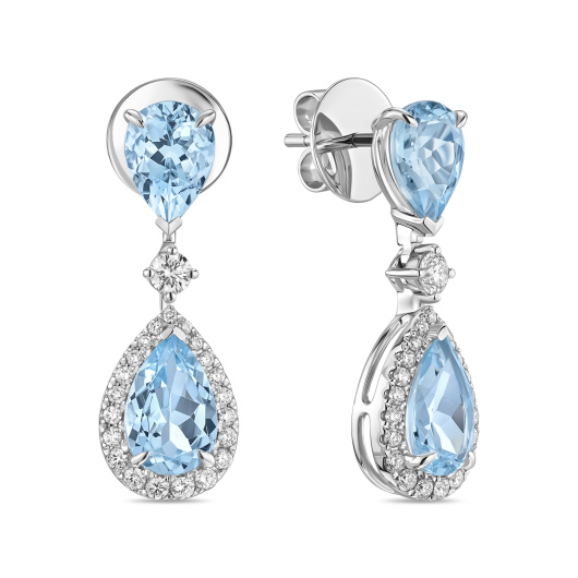 Серьги с аквамаринами и бриллиантами