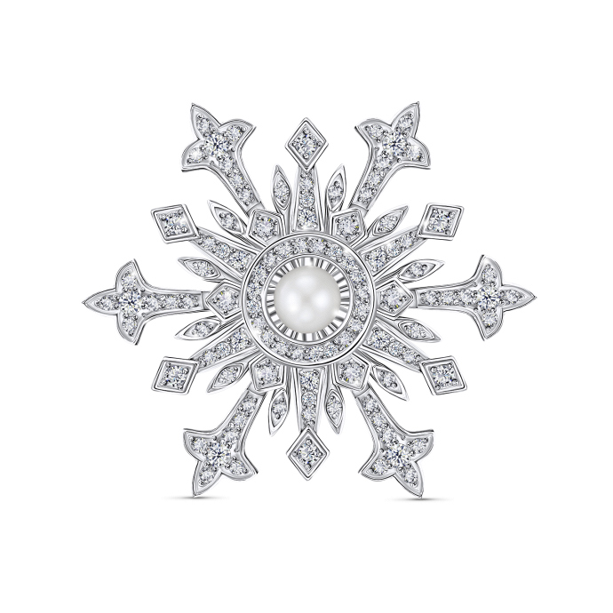 Брошь с бриллиантами и жемчугом - фото 1