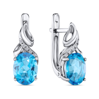 Серьги с топазами и бриллиантами - фото 1