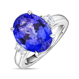 Кольцо с бриллиантами и танзанитом