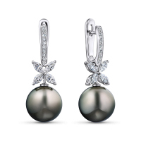 Серьги с жемчугом и бриллиантами - фото 1 Серьги с жемчугом и бриллиантами - фото 1