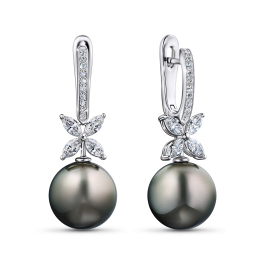 Серьги с жемчугом и бриллиантами