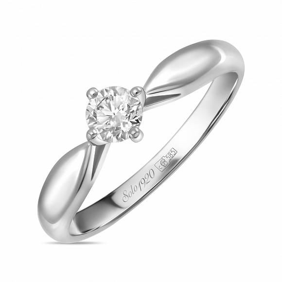 Помолвочное кольцо из белого золота 585 пробы с бриллиантом R01-SOL53-025-G1 - Фото 1