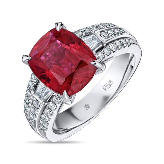 Кольцо с бриллиантом и рубином