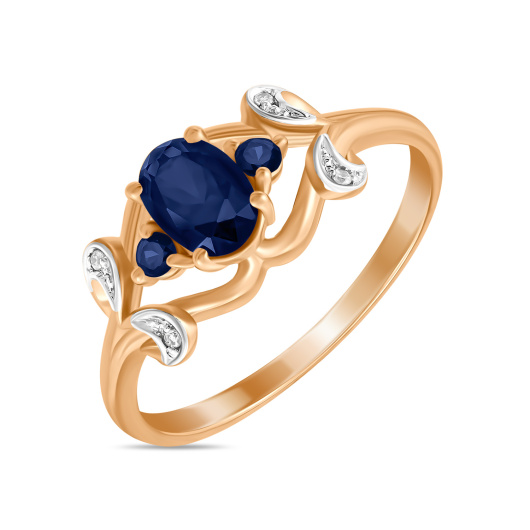 Кольцо с бриллиантами и цветными сапфирами