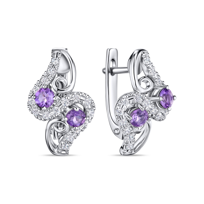 Серьги с аметистами и бриллиантами - фото 1 Серьги с аметистами и бриллиантами - фото 1