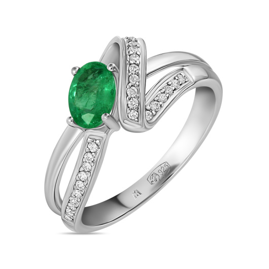 Кольцо с изумрудом и фианитом