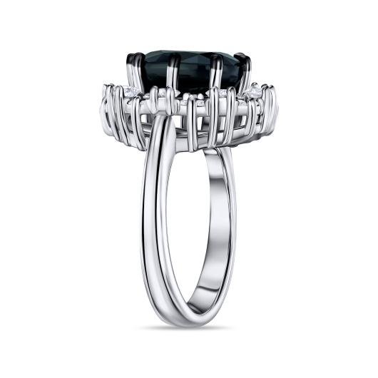 Кольцо с бриллиантами и цветными сапфирами