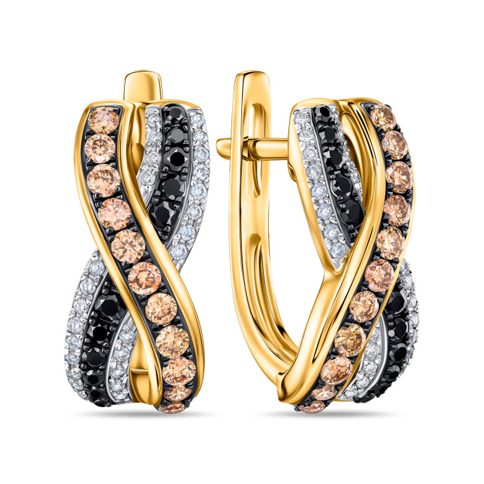 Серьги с бриллиантами и облагороженными бриллиантами - фото 1