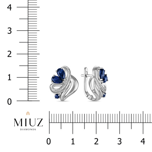 Серьги с бриллиантами и сапфиром