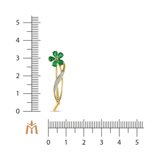 Брошь с бриллиантами и изумрудами